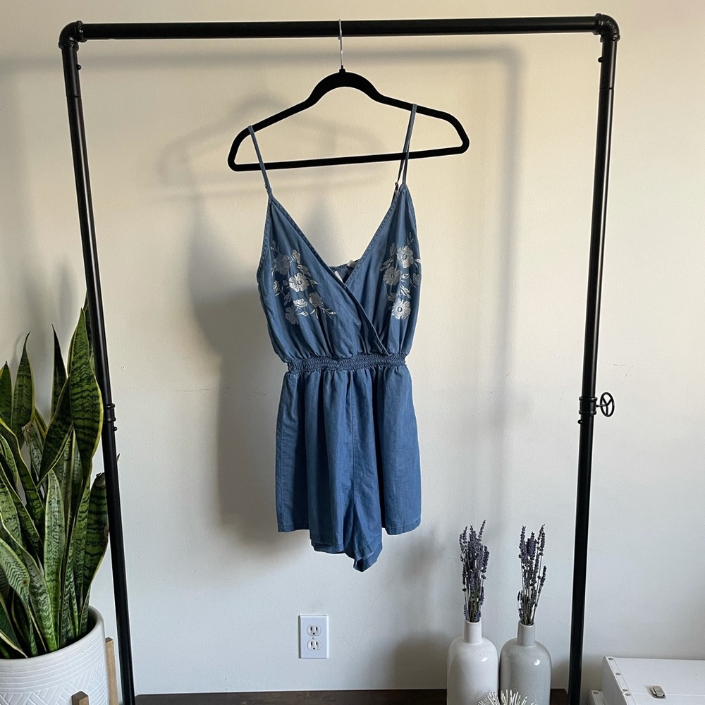 Love Tree Romper with Floral Embroidery Details